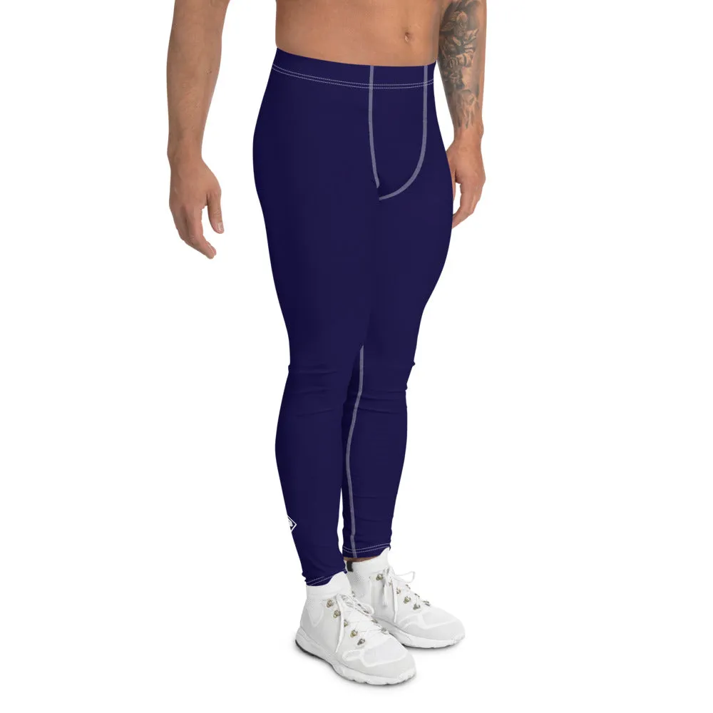 Midnight Blue Men's Athletic Leggings for Running, Gym, Jiu-Jitsu, and MMA