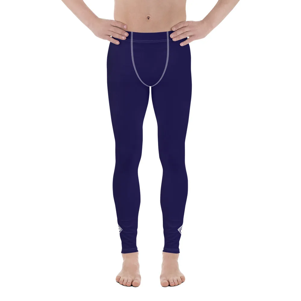 Midnight Blue Men's Athletic Leggings for Running, Gym, Jiu-Jitsu, and MMA