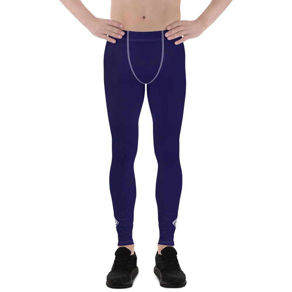 Midnight Blue Men's Athletic Leggings for Running, Gym, Jiu-Jitsu, and MMA