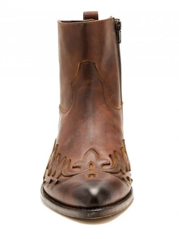 Mens Sendra Dark Brown Greased Leather Boots