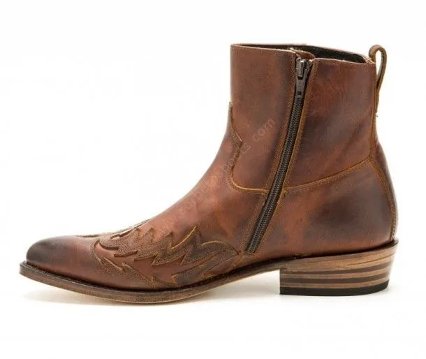 Mens Sendra Dark Brown Greased Leather Boots