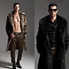 Men's Faux Fur Lapel Overcoat