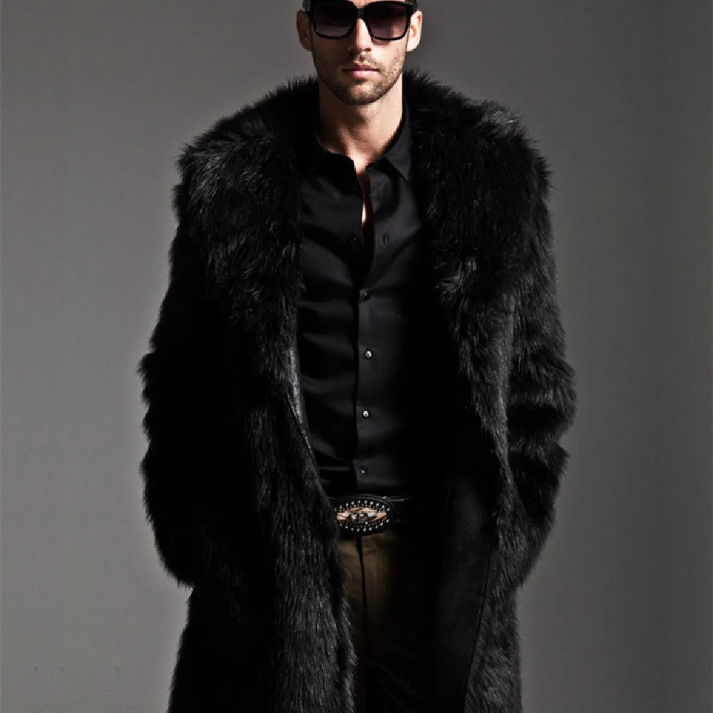 Men's Faux Fur Lapel Overcoat