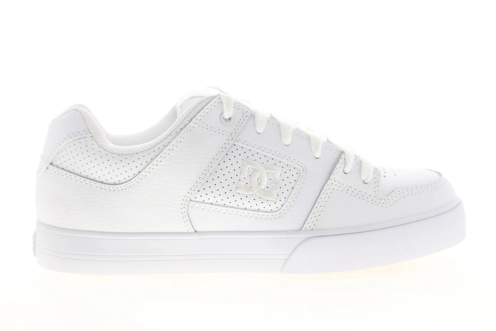 Mens White Leather Low Top Skate Sneakers Shoes - DC Pure 300660