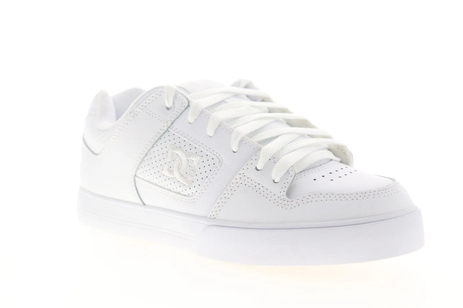 Mens White Leather Low Top Skate Sneakers Shoes - DC Pure 300660