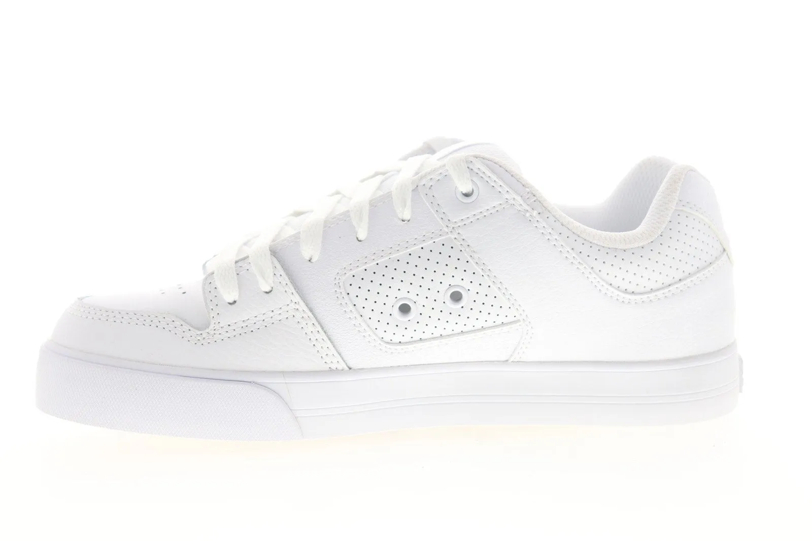 Mens White Leather Low Top Skate Sneakers Shoes - DC Pure 300660