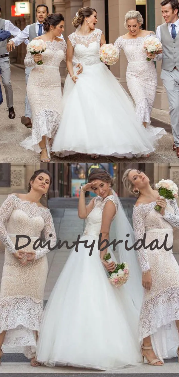 Chic Mermaid Lace Bridesmaid Dress with Long Sleeves - DB10722