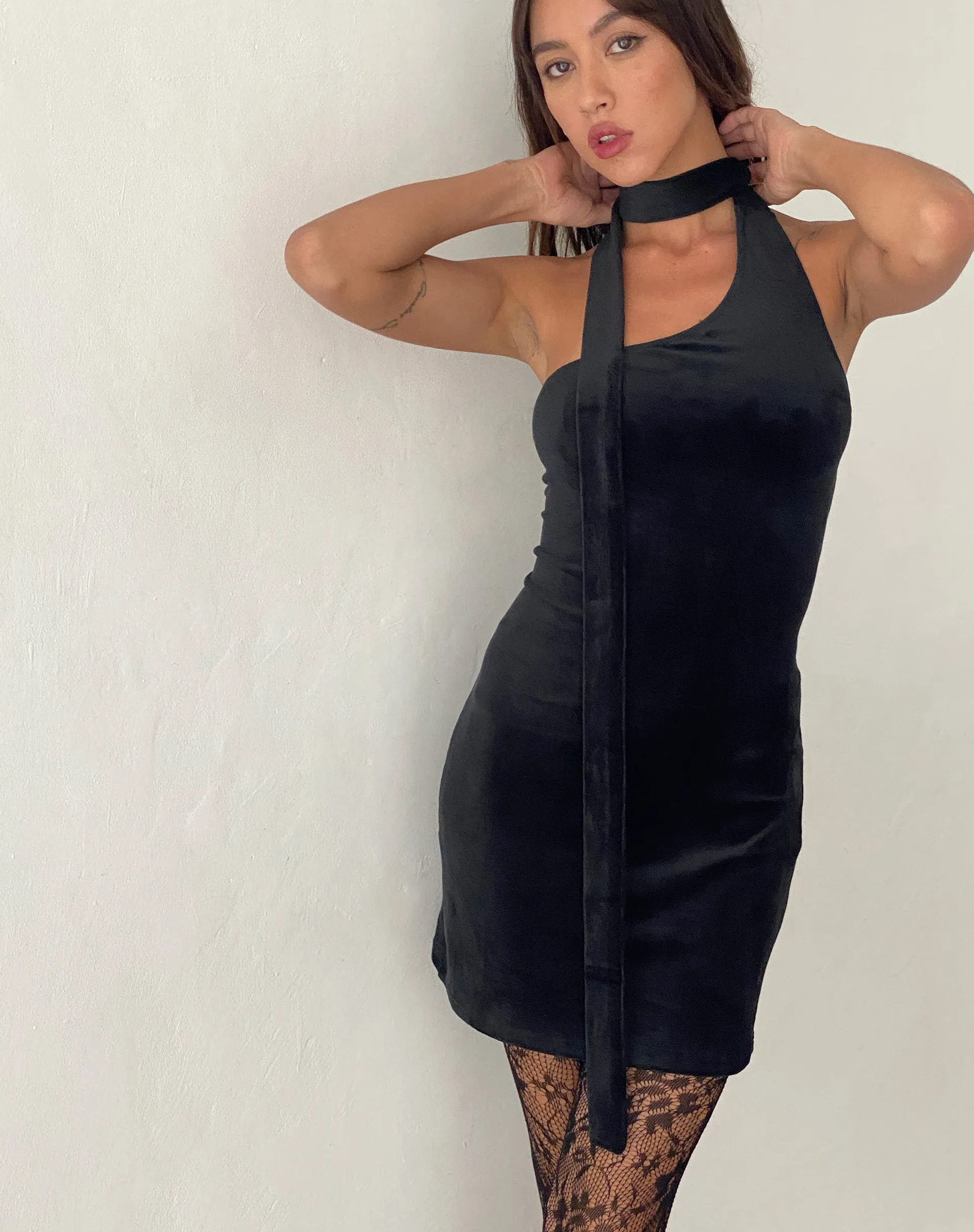 Mesh Black Backless Midi Dress - Lyra