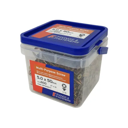 Multi-Purpose Wood Screws Fully Threaded Zinc Yellow 5.0 x 50mm Tub Of 600