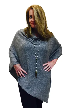 Nepal Cashmere Poncho Heather Gray - Final Sale