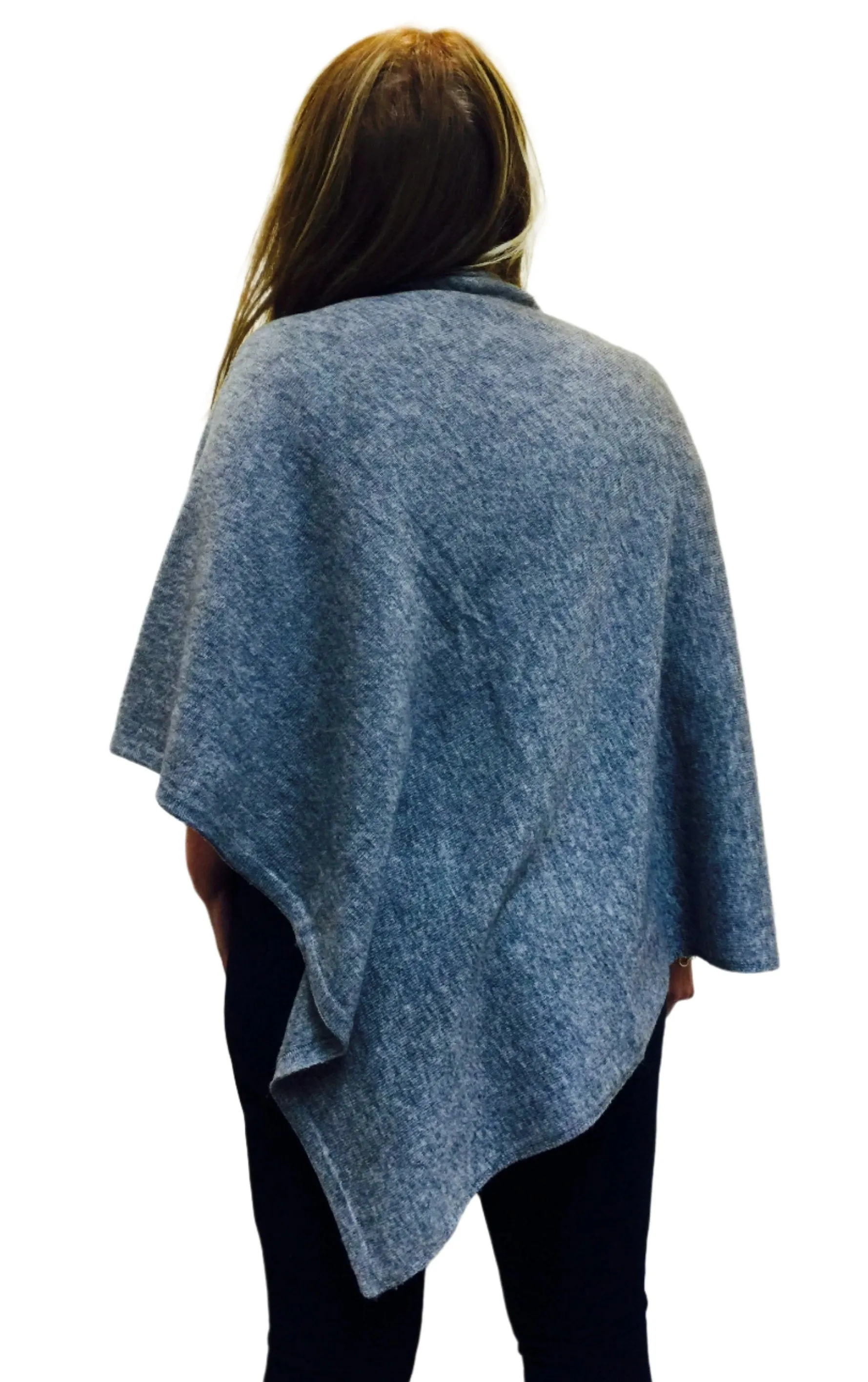 Nepal Cashmere Poncho Heather Gray - Final Sale