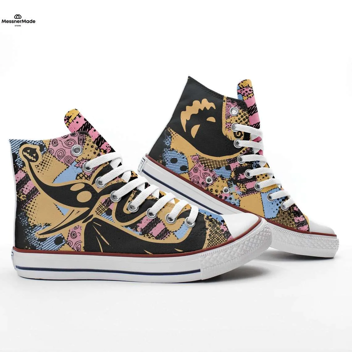 Nightmare Before Christmas Horror Movie Printed High Top Sneakers