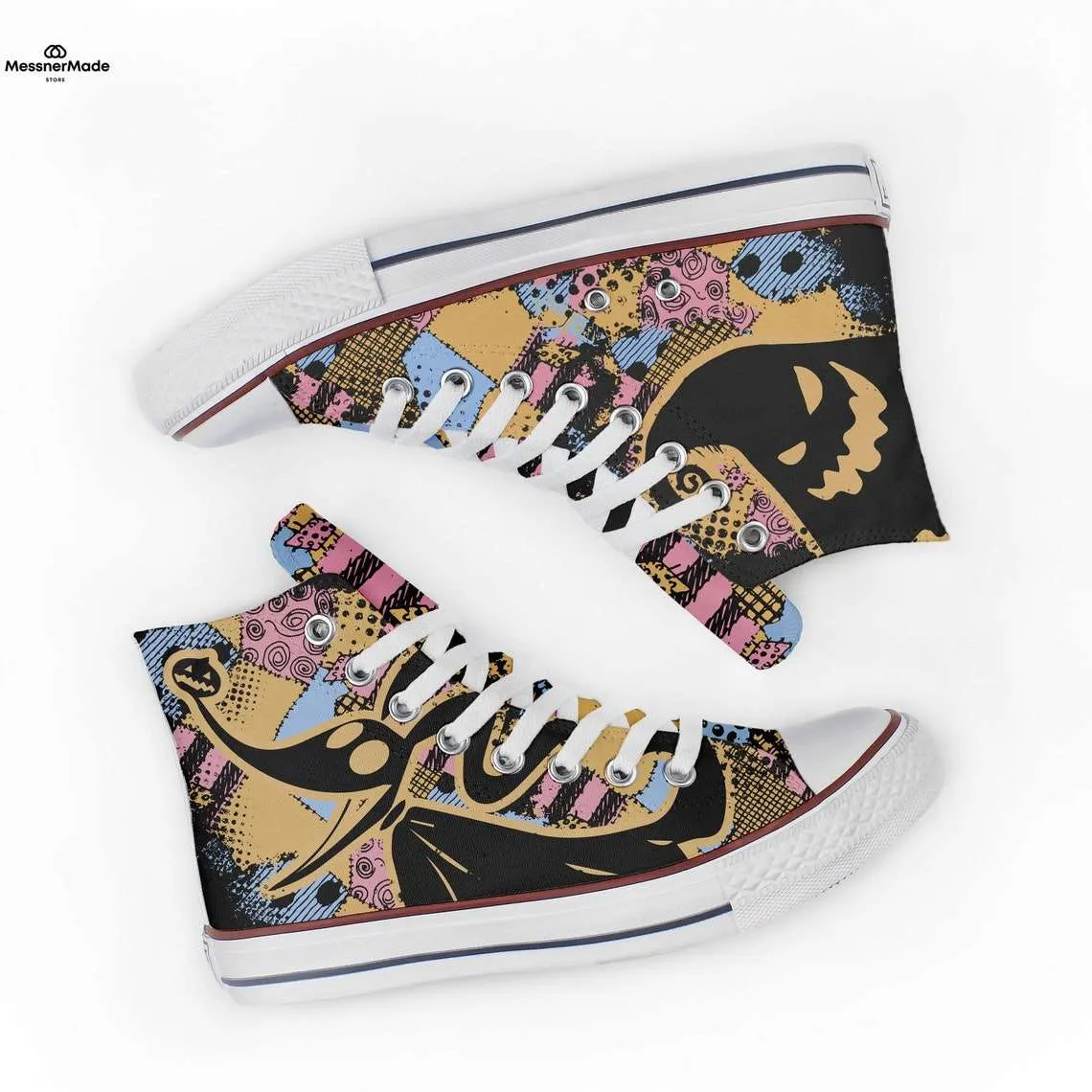 Nightmare Before Christmas Horror Movie Printed High Top Sneakers