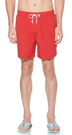 Lipstick Red Quick Dry Daddy Swim Shorts by Original Penguin