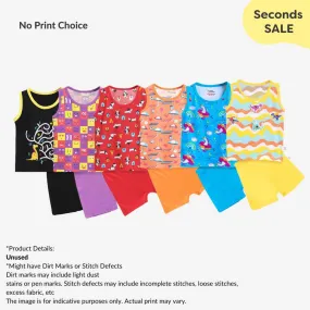 Pack of 6 Top & Shorts Set - No Print Choice (with Dirt Marks/Stitch Defects)