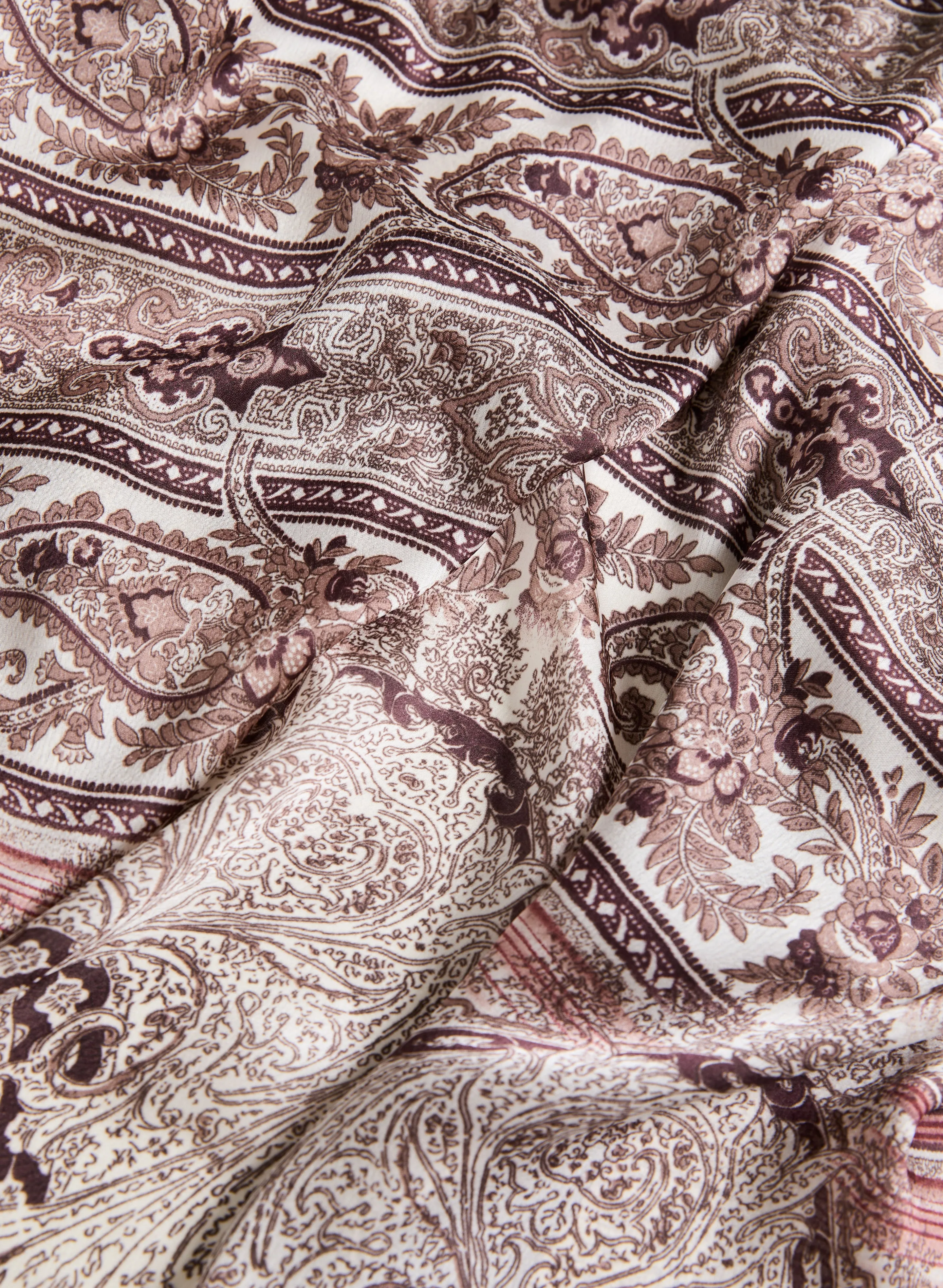 Paisley Print Scarf with Contrast Trim