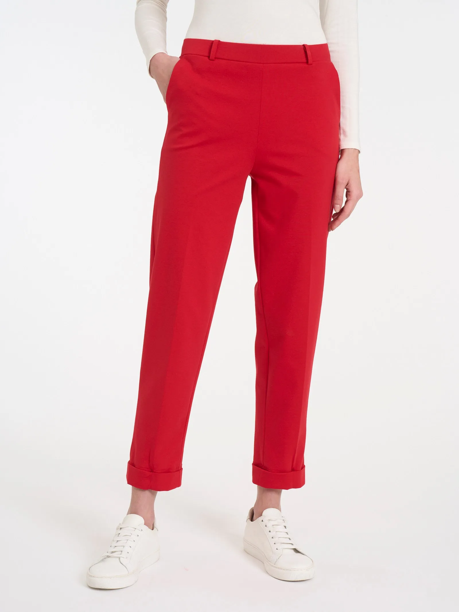 Pantalone a carota con tasche in Compact Light  - Salsa