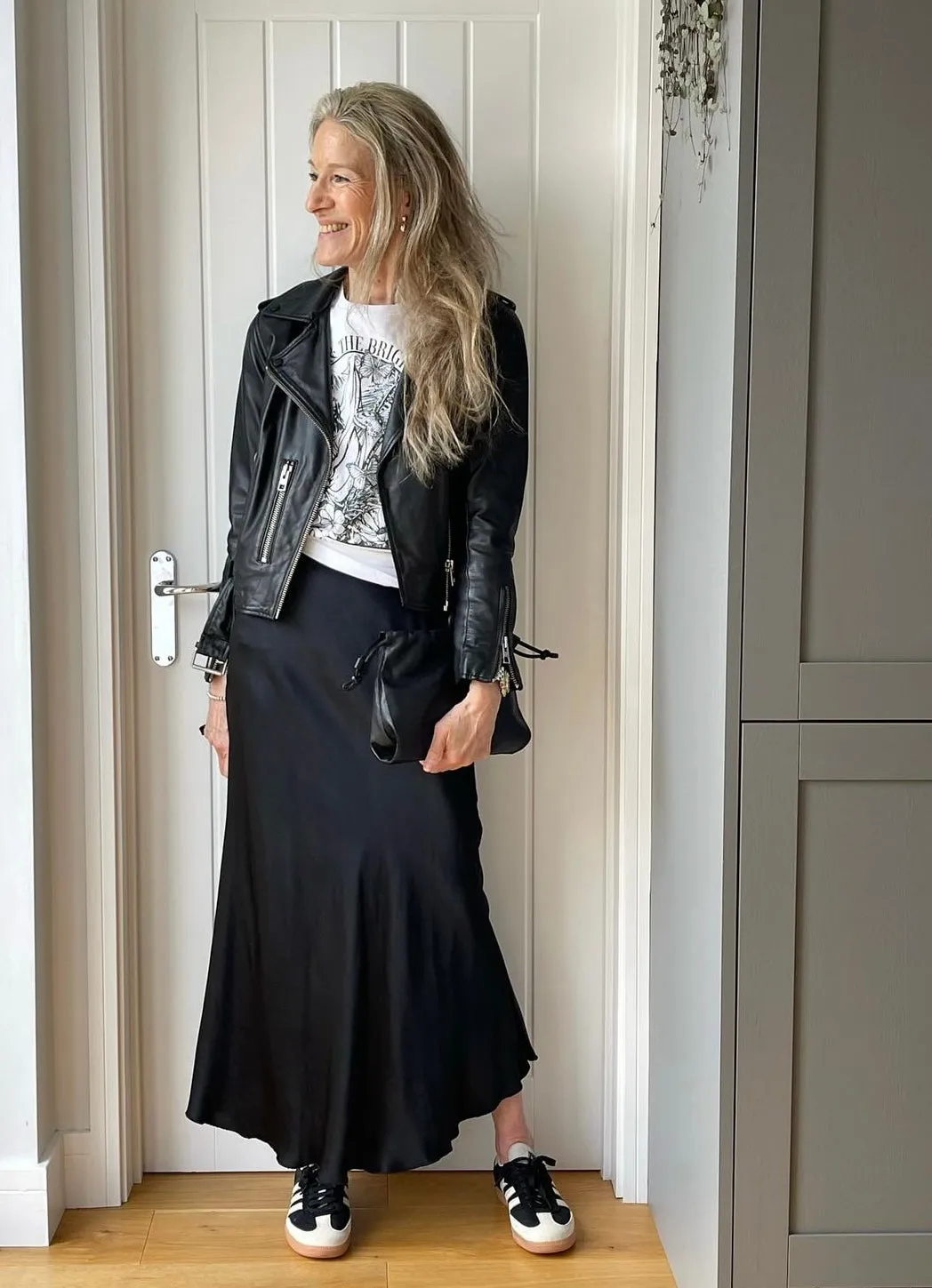 Pilar black satin skirt