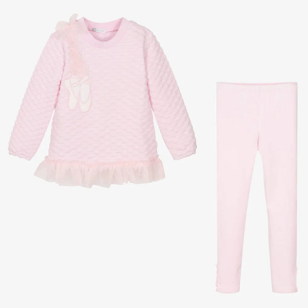 Pink Girls Cotton Leggings Set