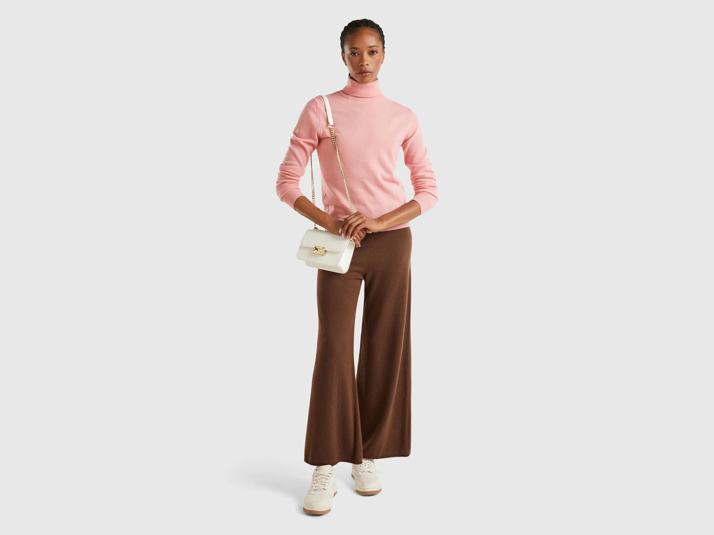 Pink Merino wool turtleneck sweater - Pink | Benetton