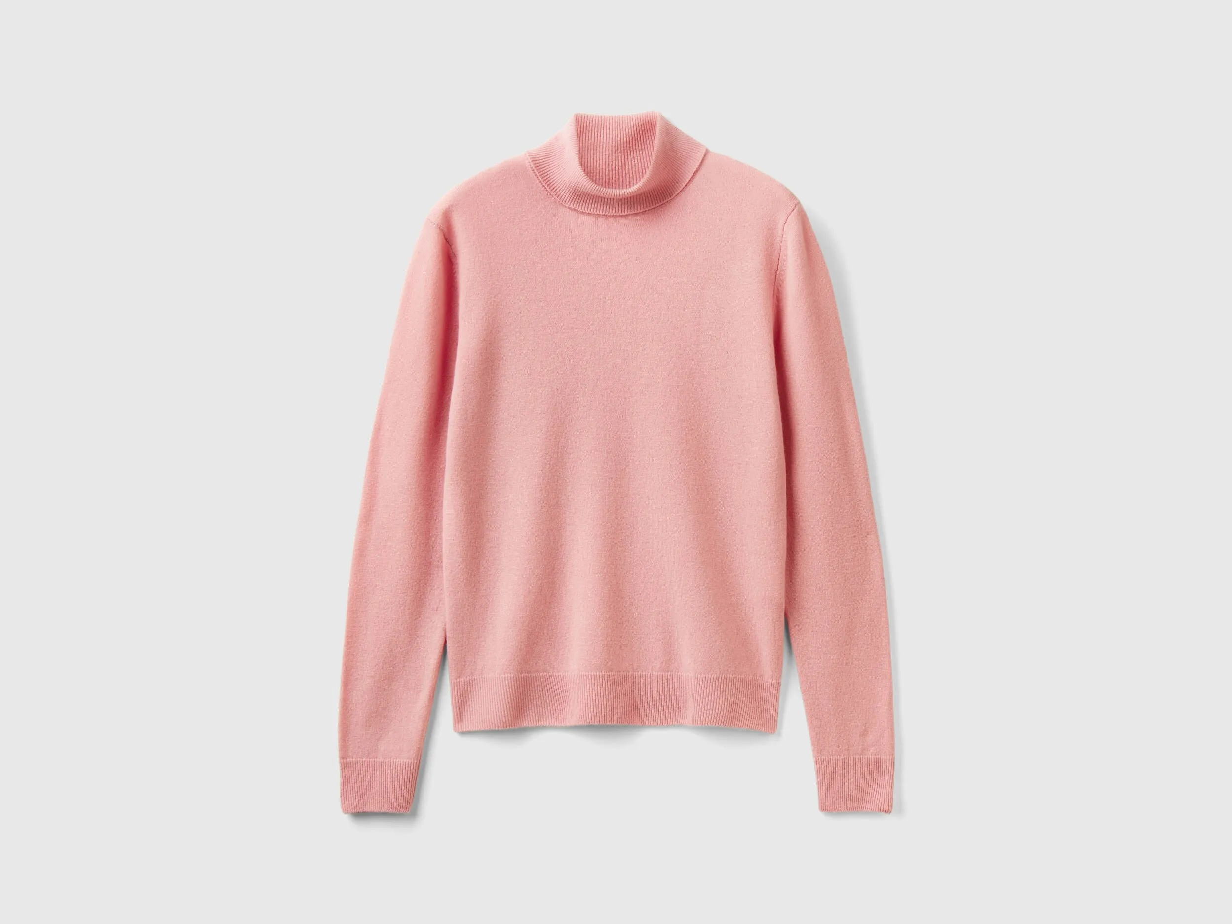 Pink Merino wool turtleneck sweater - Pink | Benetton