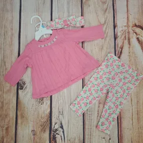 Pink Pointelle Tunic Set for Little Girls