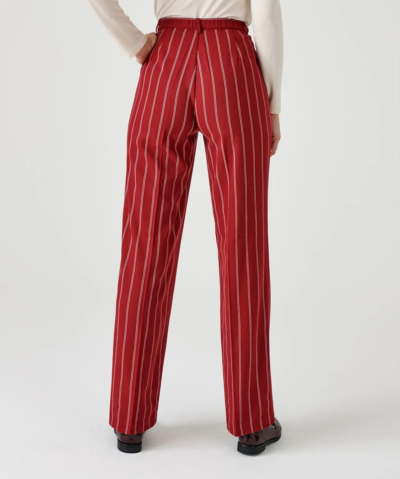 Tummy-Slimming Pinstripe Trousers