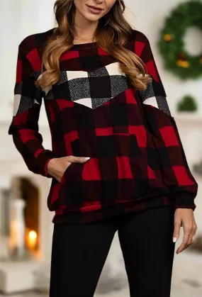 Red Plaid Top for Women | Long Sleeve Shirt | Christmas Sweater