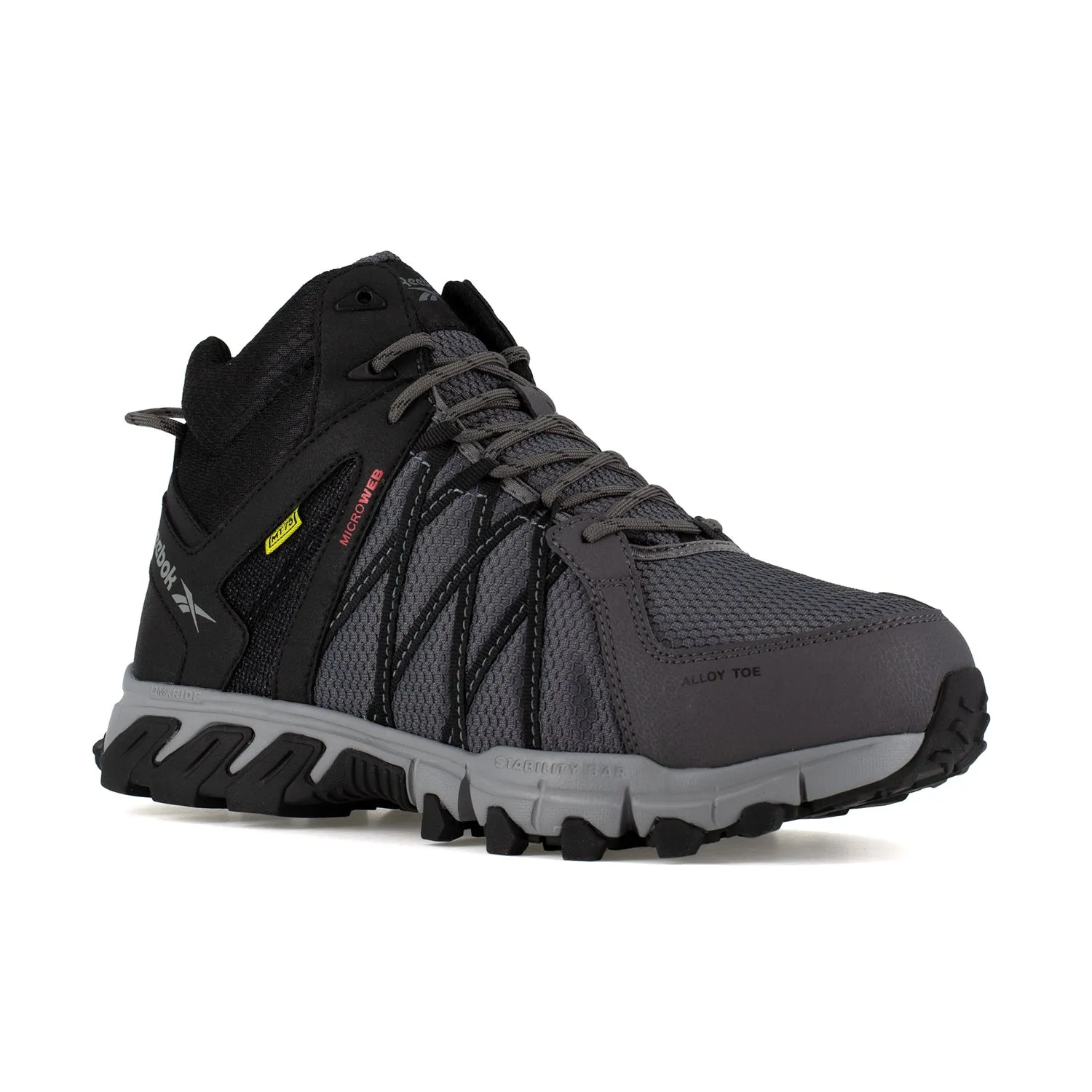 Reebok Men's Grey and Black Trailgrip Work Boots with MetGuard and Alloy Safety Toe