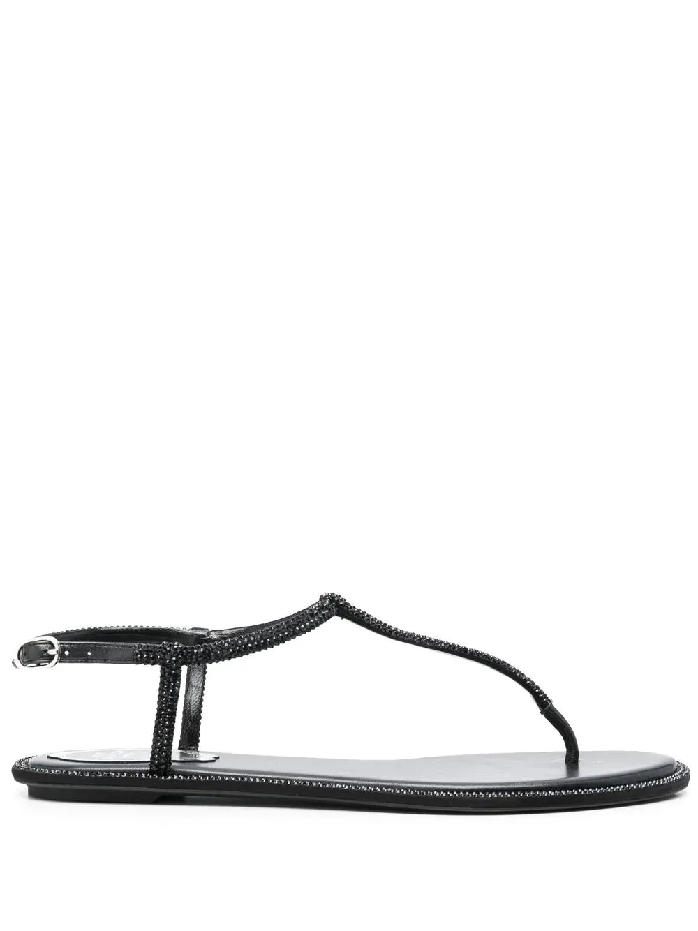 RENE' CAOVILLA Diana Low Jewel Black Sandals