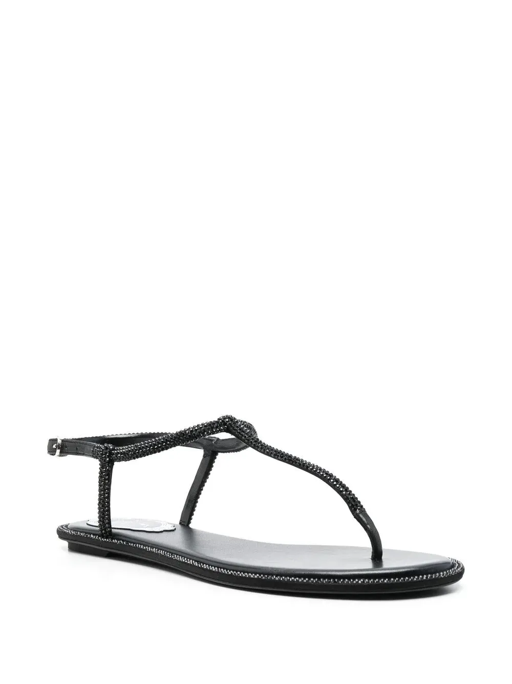 RENE' CAOVILLA Diana Low Jewel Black Sandals