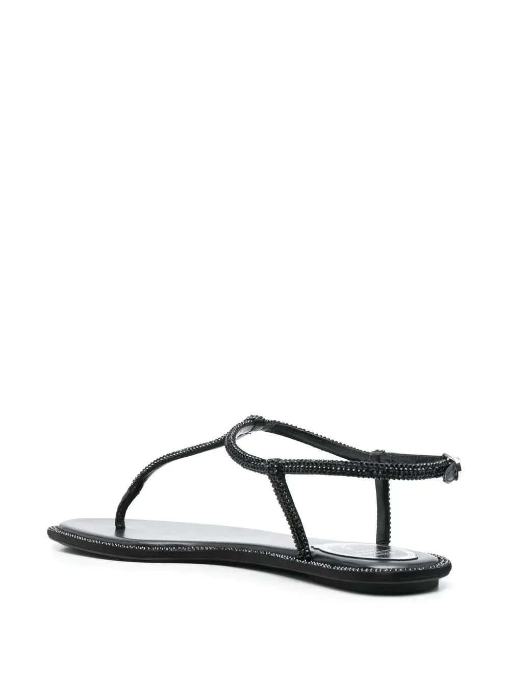 RENE' CAOVILLA Diana Low Jewel Black Sandals