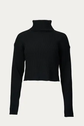 Ribbed Crop Turtleneck Sweater