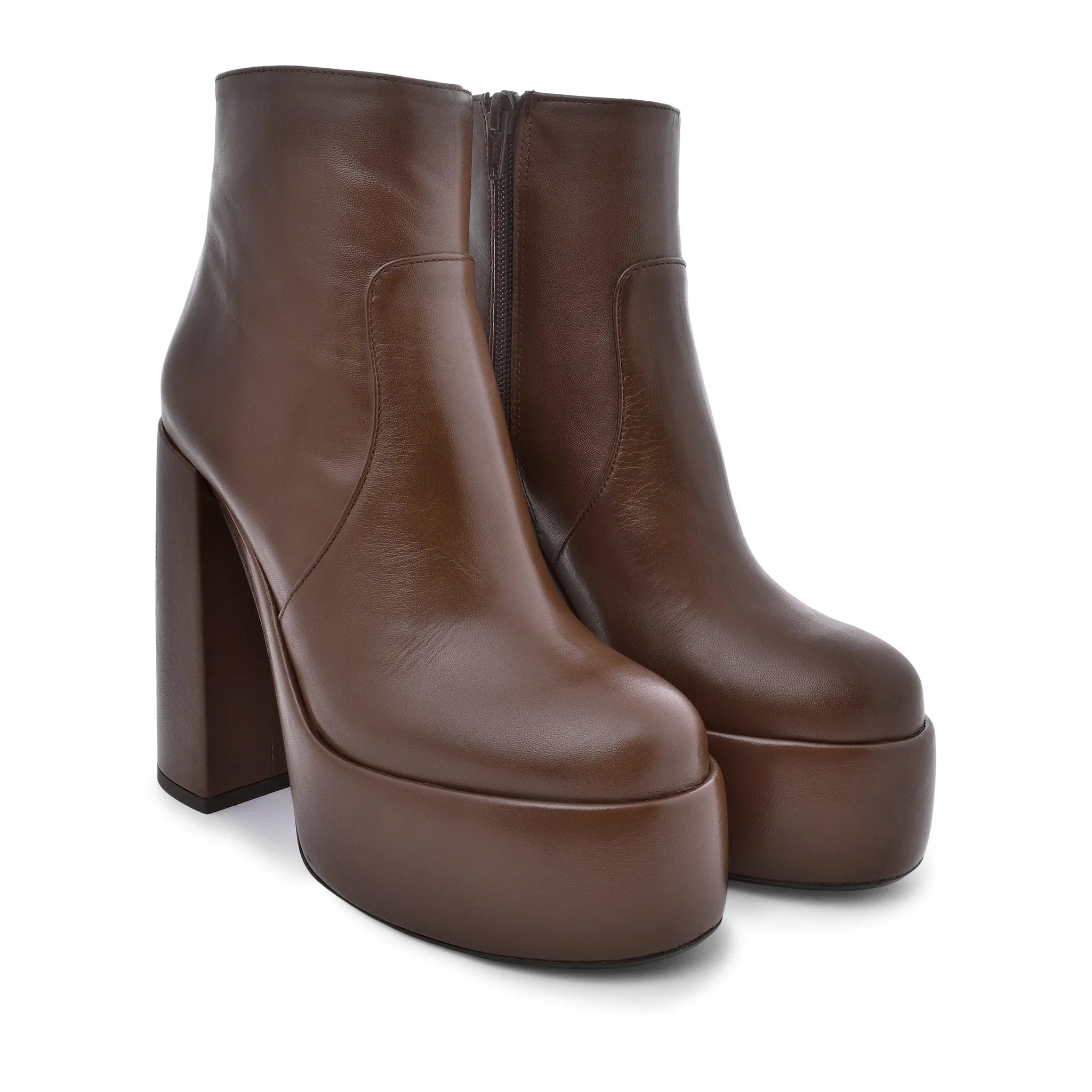 Sato Brown Platform Ankle Boots can be rewritten as Brown Platform Ankle Boots by Sato for improved search engine optimization.