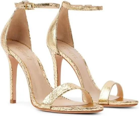 Schutz Gold Gisele 105mm Metallic-Finish Sandals