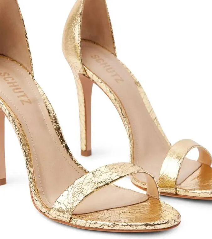 Schutz Gold Gisele 105mm Metallic-Finish Sandals