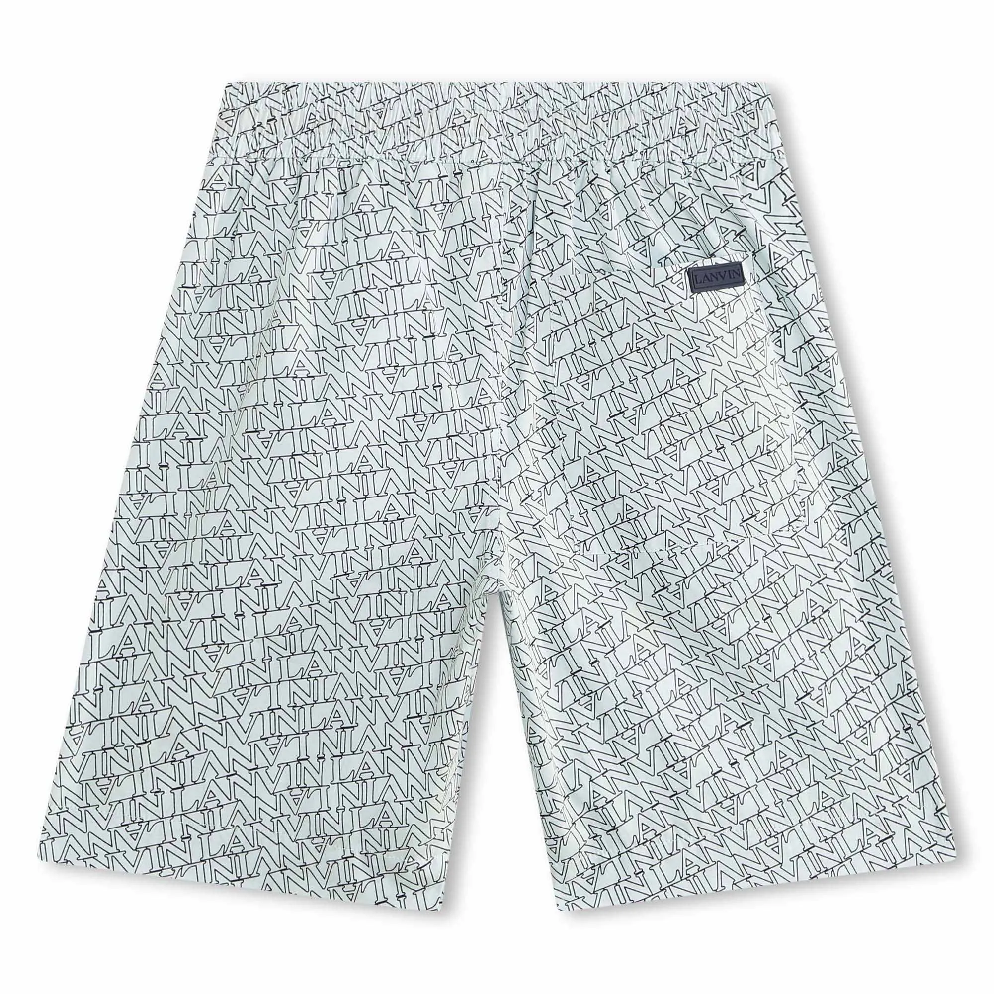 Sea Green Lanvin Shorts with All Over Logo Print