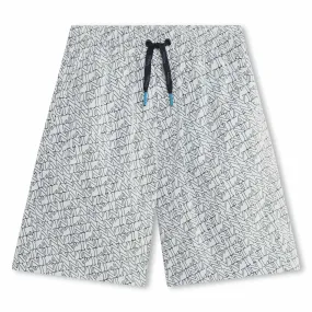 Sea Green Lanvin Shorts with All Over Logo Print