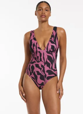 Sereno Mauve Plunge One Piece