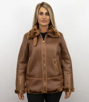 Brown Ladies' Shearling Lammy Coat