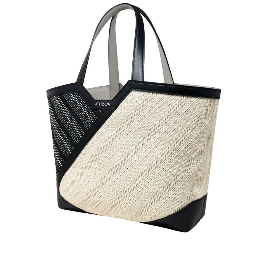 Andolla Woven Cotton and Leather Shopping Bag