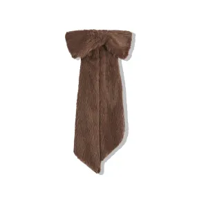 Simone Rocha Women's Brown Mirror Faux Fur Bow Scarf with Embellishment