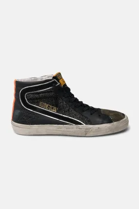 Slide High Top Sneaker Black/Drill Green/Orange