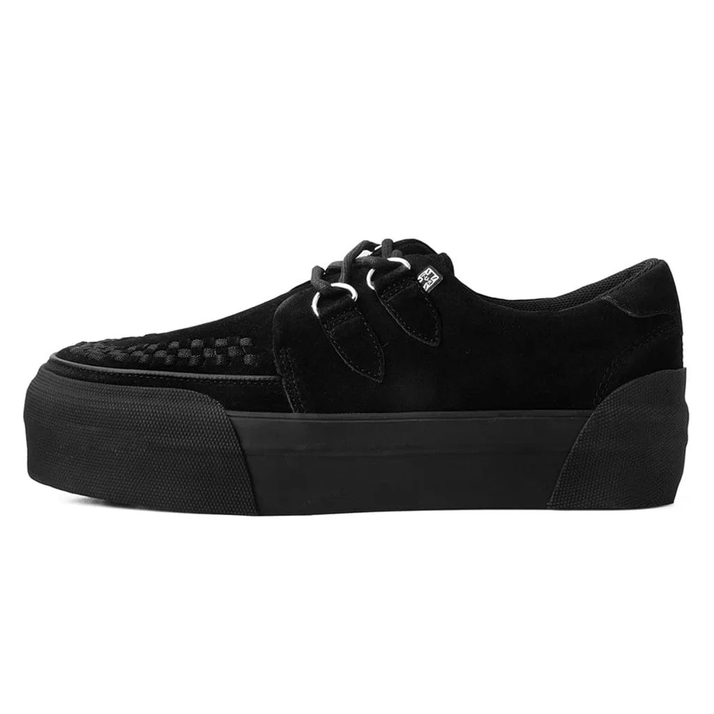 Stacked Black Suede Creeper Sneaker