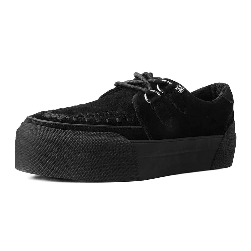 Stacked Black Suede Creeper Sneaker