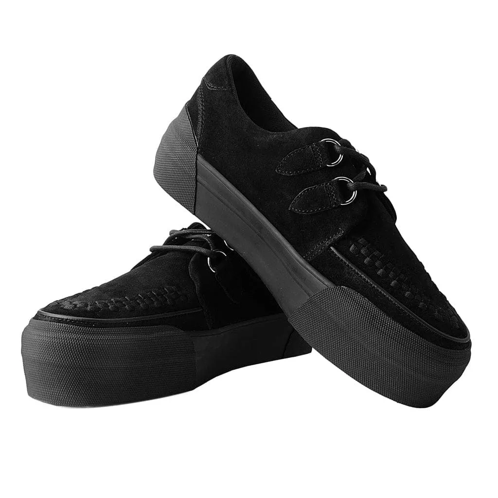 Stacked Black Suede Creeper Sneaker