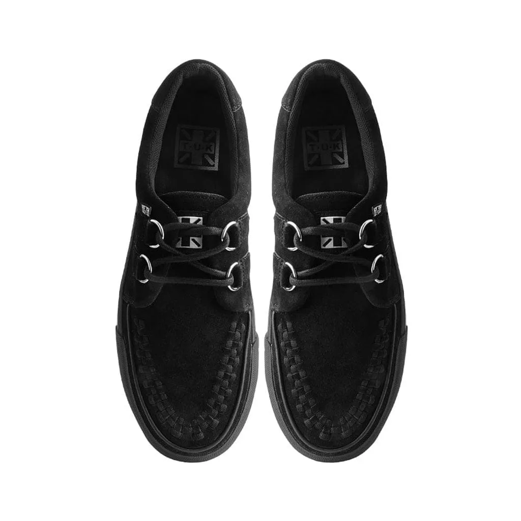 Stacked Black Suede Creeper Sneaker