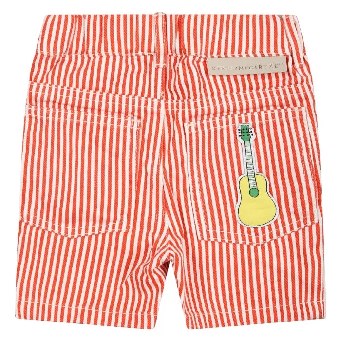 Red And White Stripes Baby Shorts by Stella McCartney