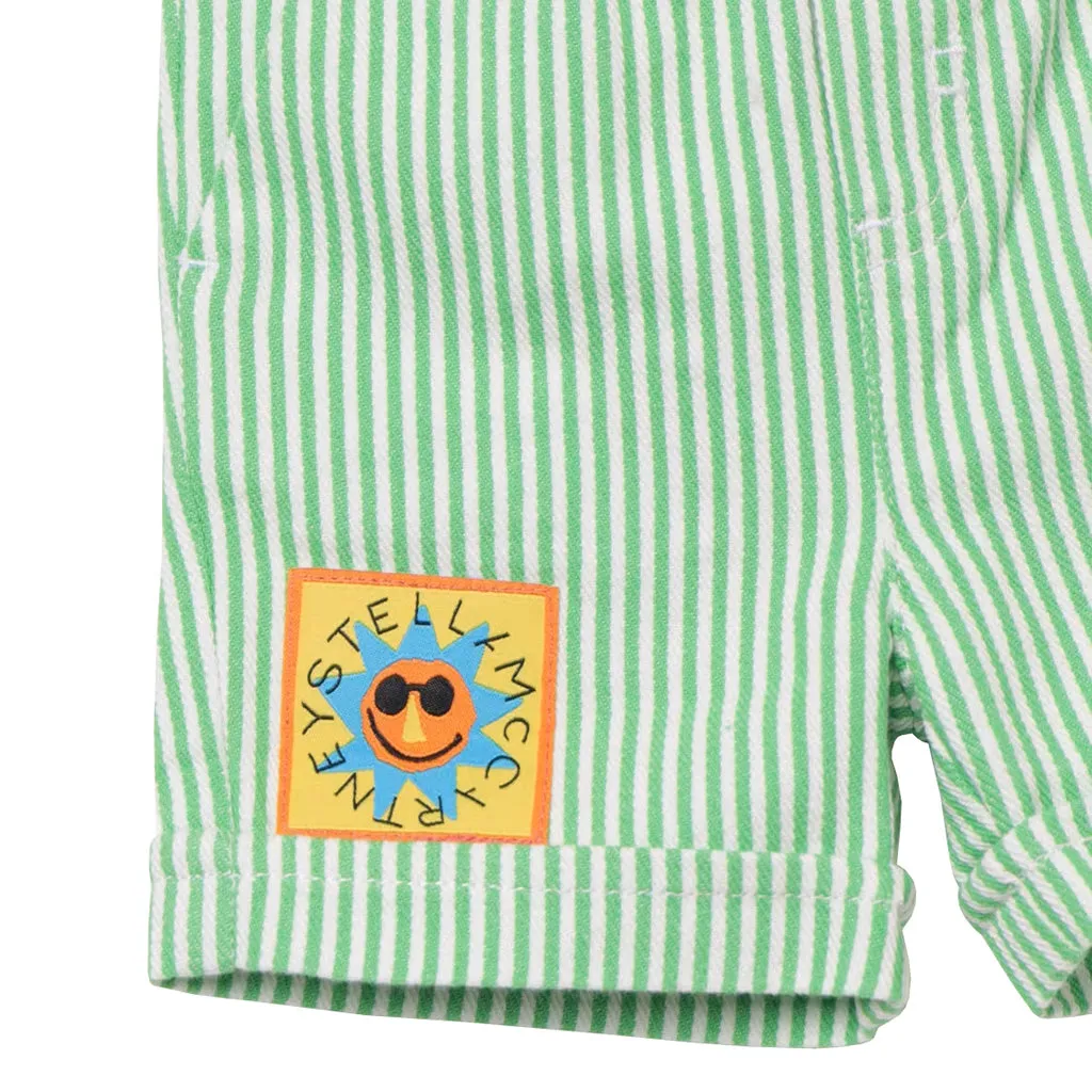 Stella McCartney Baby Striped Shorts Sun Badge Green