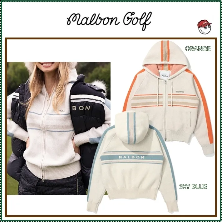 Street Style Logo Cardigans for Malbon Golf